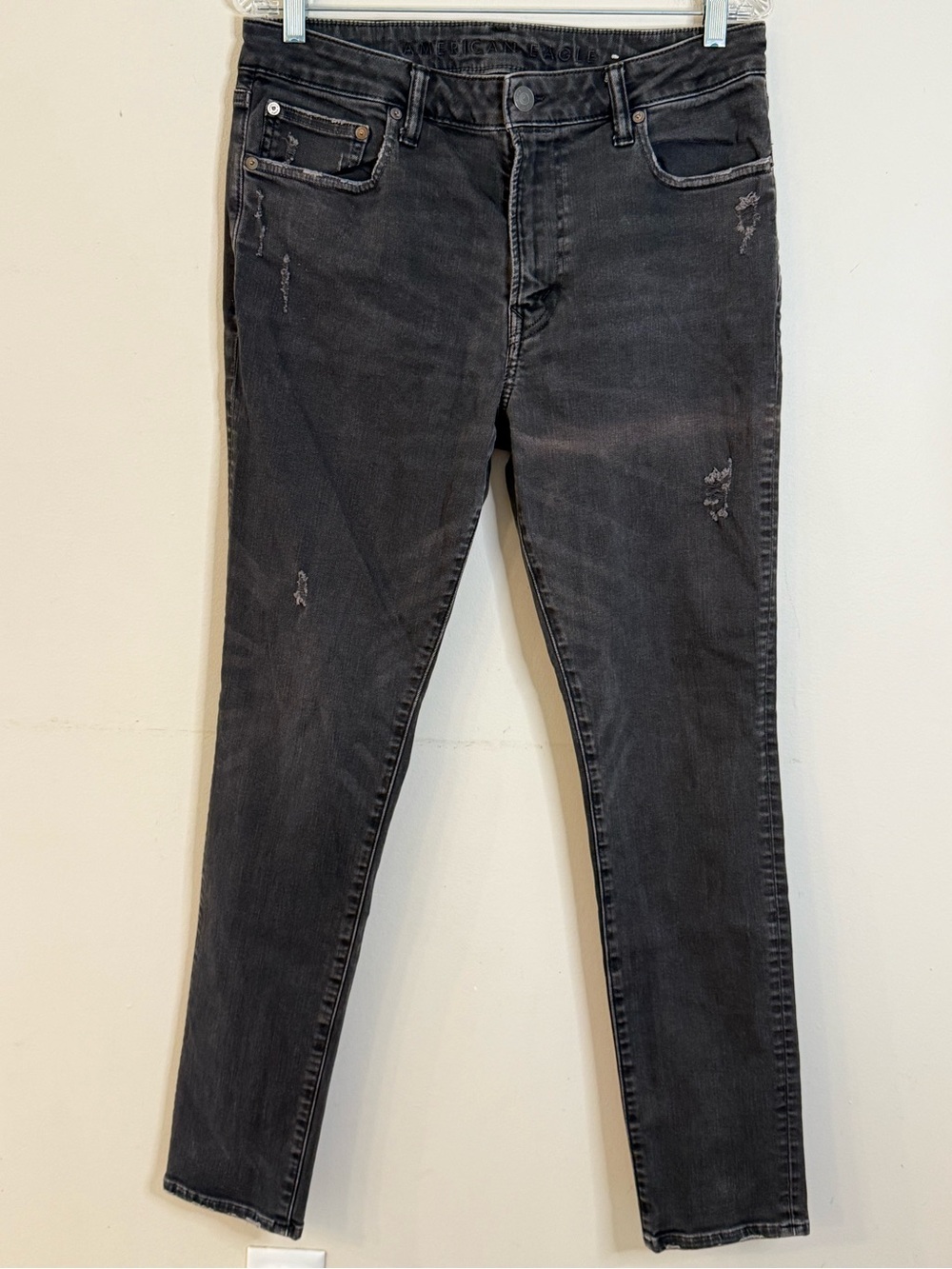 American Eagle Next Level Flex black distressed jeans grunge streetwear 33x32